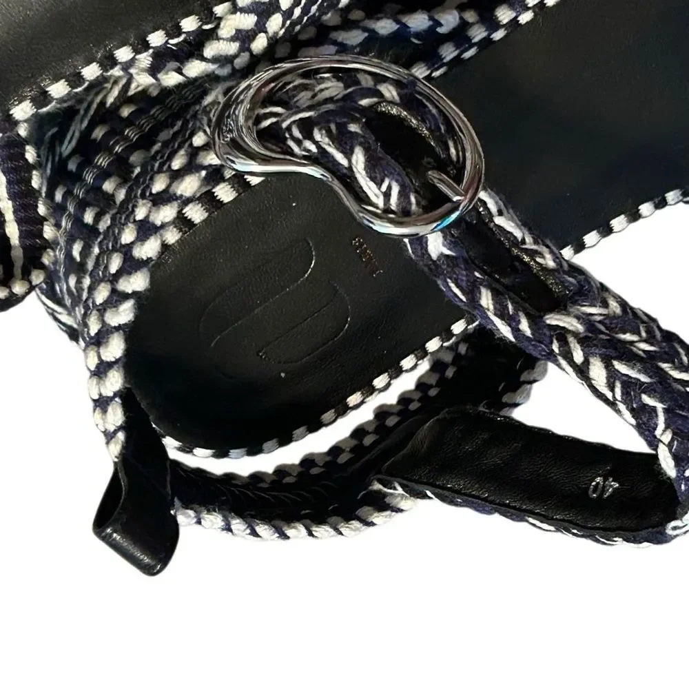 Amambaih Beatriz Platform Sandal Tapestry Noche Black White Blue Meril 40 9 - Picture 14 of 14